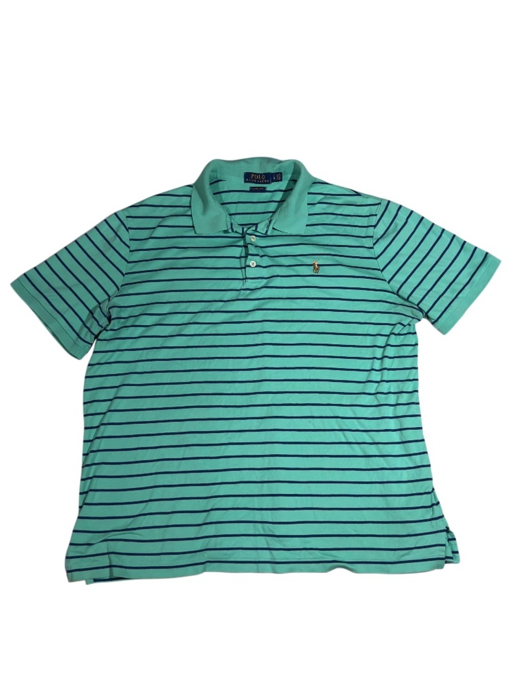 Polo Ralph Lauren Classic Fit Polo Shirt Men Large Mint Green Striped Pony Logo